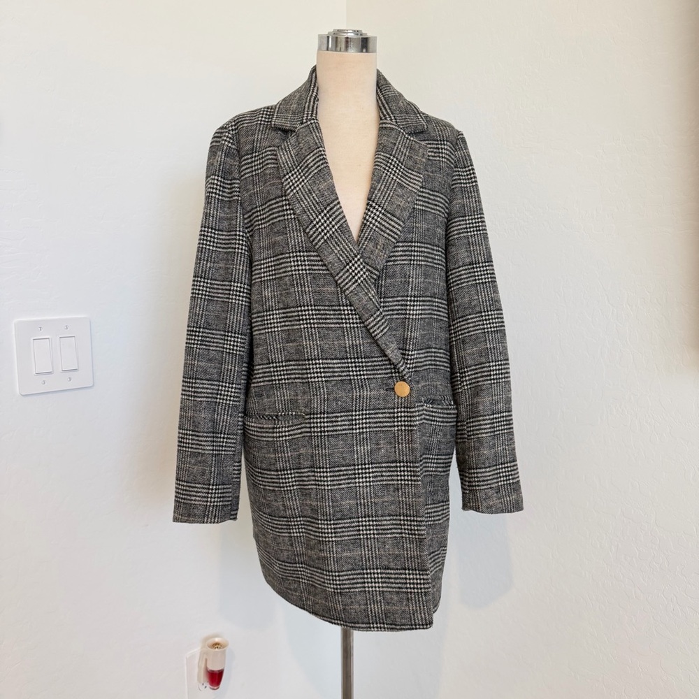 Zara Monochrome Checkered Blazer